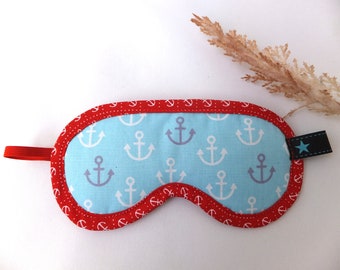 Kinder Schlafmaske  verstellbar, handgemachte Schlaf Brille Maritim, reine Baumwolle