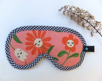 Schlaf Brille für Erwachsene und Teenager, Schlafmaske  Retro Blume,  reine Baumwolle