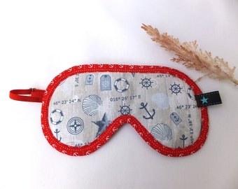 Sleep mask adjustable, sleep glasses handmade for teenagers and adults, face mask maritime, pure cotton