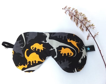 Schlafmaske  verstellbar, Dinosaurier, Schlaf Brille handgemacht für  Große, Gesichtsmaske reine Baumwolle