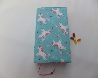 Bookmark paperback cover, fabric book cover, unicorn