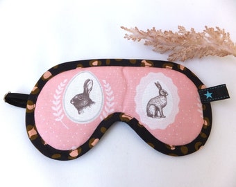 Sleep mask adjustable, sleep glasses handmade for adults, face mask rabbit, pure cotton