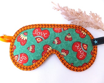 Sleep mask adjustable, sleep glasses handmade for adults, face mask heart, pure cotton