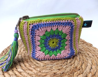 Granny Square design bag, purse crocheted vintage look, purely handmade