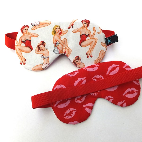 Schlafmaske Pin up Girls, für Teenager, Frauen und Männer, Schlaf Brille  zum Wenden, Gesichtsmaske  Baumwolle