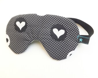 Face mask for adults and teenagers, sleep mask, sleep glasses black and white with heart