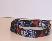 Wet Nose Designs Goth Sugar Skulls Dog Collar on Black DOTD Day of the Dead 2
