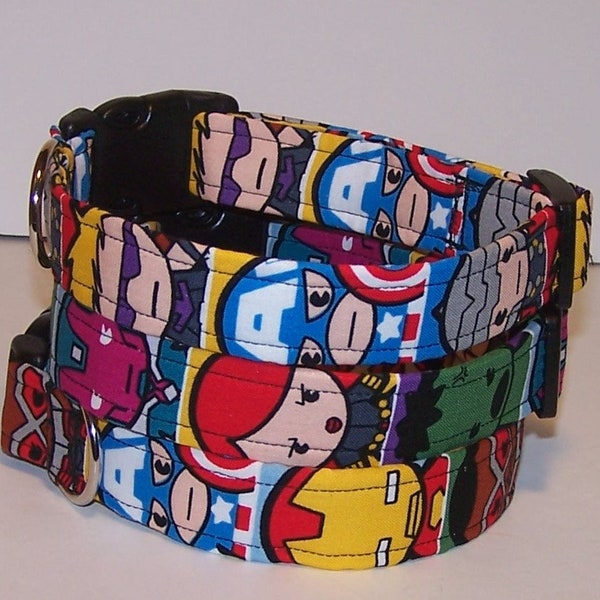 Wet Nose Designs Kawaii Marvel Superheros Dog Collar Avengers Hulk Ironman Thor Black Widow Captain America