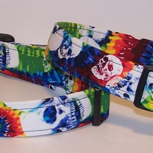 Wet Nose Designs Colorful Tie Dye Skulls Dog Collar Retro Skull Tie Dye Vintage