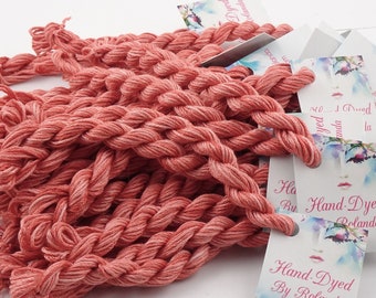 Hand-Dyed 100% SILK Floss ~ 6 Strand Premium Embroidery Floss Skein Variegated Thread Yarn Cross Stitch No. 207 Coral