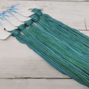 Hand-Dyed DMC Floss ~ 6 Strand Cotton Cross Stitch Embroidery Floss Skein Variegated Thread Yarn ~ Winter Green