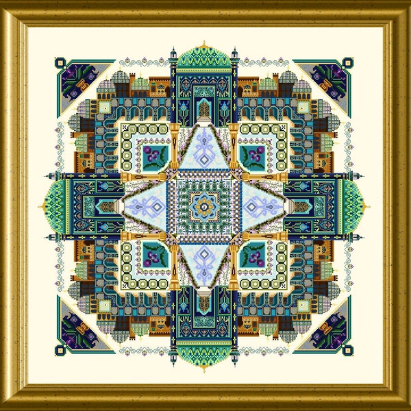 Le mandala persan Iris Garden par Chatelaine ~ Tableau de motifs au point de croix compté CHAT 052