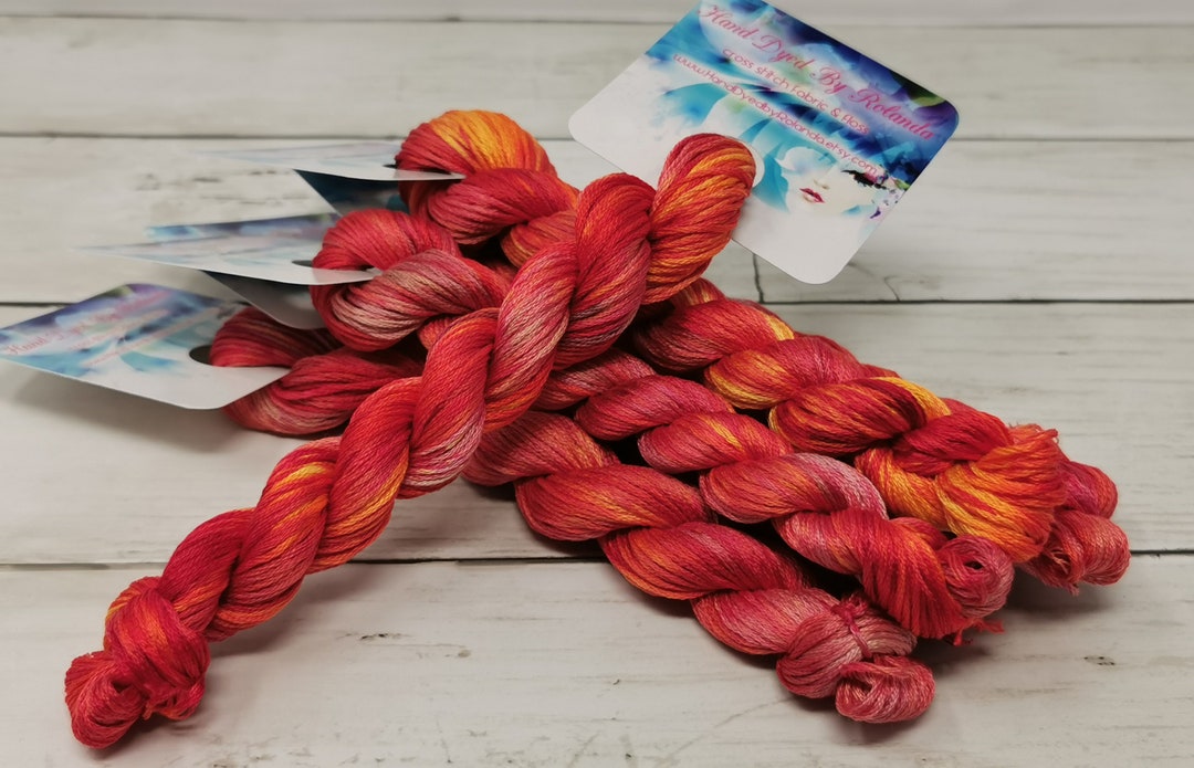 50 Yard Hank of Handdyed DMC Floss Stranded Cotton Floss Cross Stitch