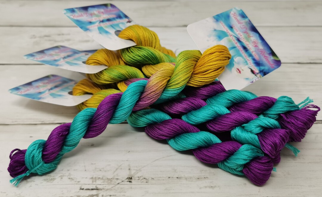 50 Yard Hank of Handdyed DMC Floss Stranded Cotton Floss Cross Stitch