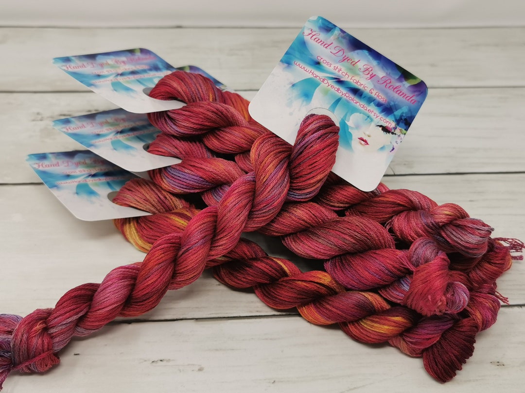 50 Yard Hank of Handdyed DMC Floss Stranded Cotton Floss Cross Stitch