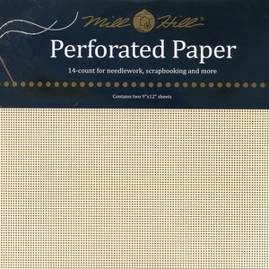 MILL HILL Papel perfurado ~ 14ct Contado Ponto Cruz Bordado 2pk ECRU
