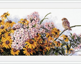 Black Eyed Susans and Phlox by Merejka K-208 Counted Cross Stitch Kit