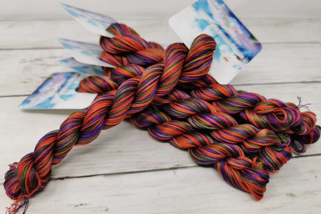 50 Yard Hank of Handdyed DMC Floss Stranded Cotton Floss Cross Stitch