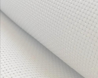 14 Count Undyed White OPALESCENT Aida ~ Zweigart Counted Cross Stitch Embroidery Fabric