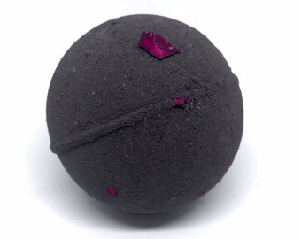 Ghuleh Bath Bomb, Black Purple Shimmer with Rose Petals