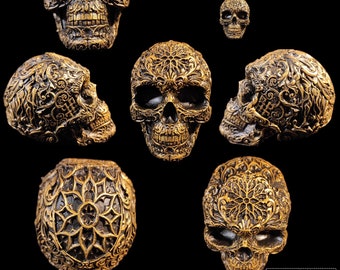 Keramik Totenkopf Gisi Schwarz/Gold