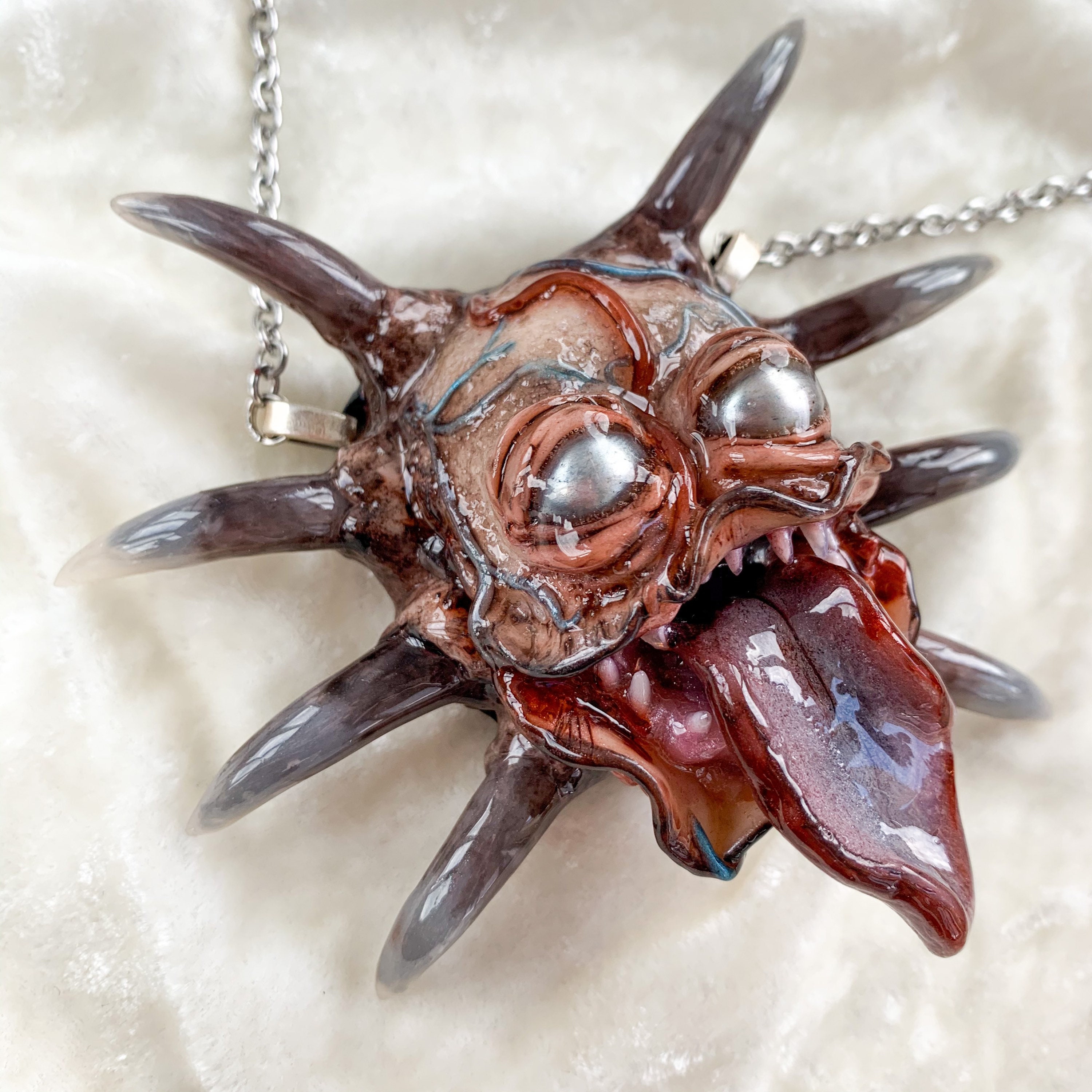 Creepy necklace toothy monster necklace. Scary vile pendant. Etsy