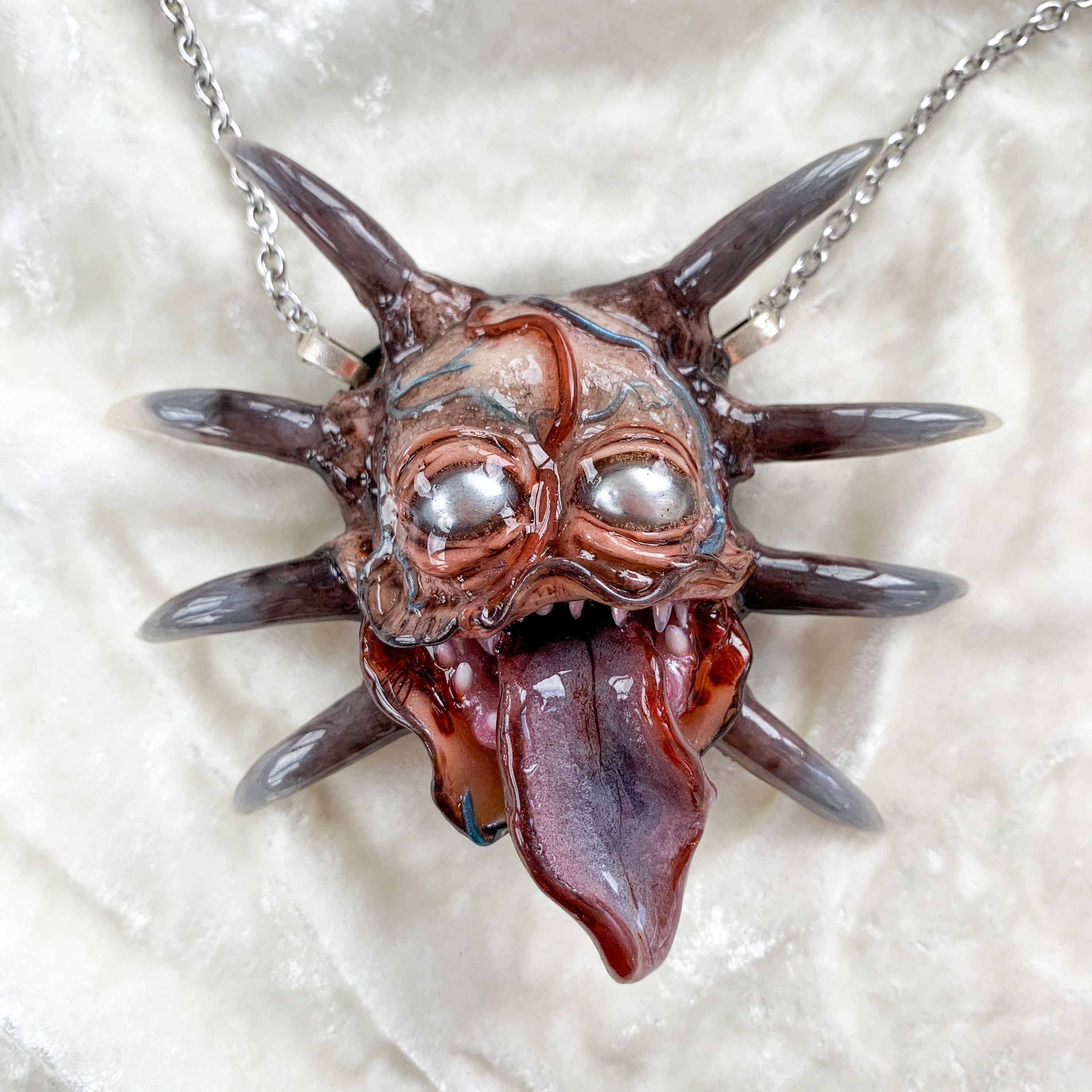 Creepy necklace toothy monster necklace. Scary vile pendant. Etsy