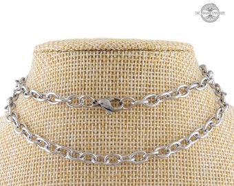 Cable Chain Necklace - 316L Stainless Steel - 50cm Long - 3mm or 5mm