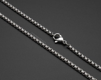 Box Chain Necklace Stainless Steel Mens and Womens Jewellery
