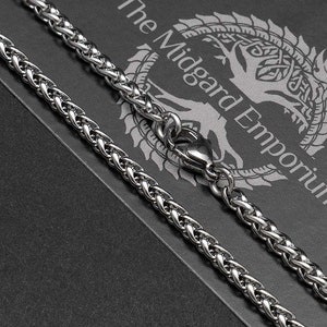 Wheat Chain Necklace Stainless Steel Mens and Womens Jewellery Silver Tone