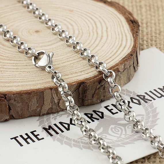 Rolo Chain Necklace 4mm 316L Surgical Stainless Steel Rolo Chain Necklace 4mm 316L Surgical Stainless Steel