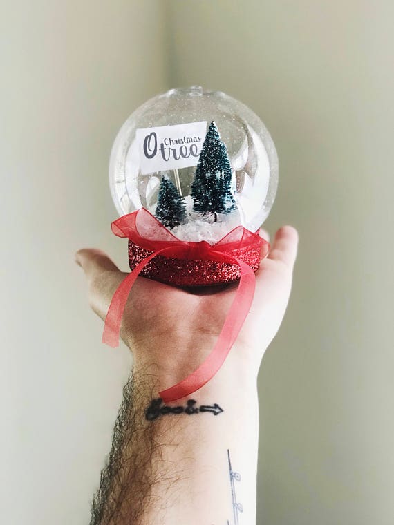Dry Christmas Tree Snow Globe With Personalized Quotes Holiday Etsy