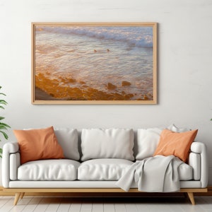 Minimal California Beach Photo, Pastel California Beach canvas, Large Canvas Print, California Beach Sunset Print, Pastel Beach Sunset