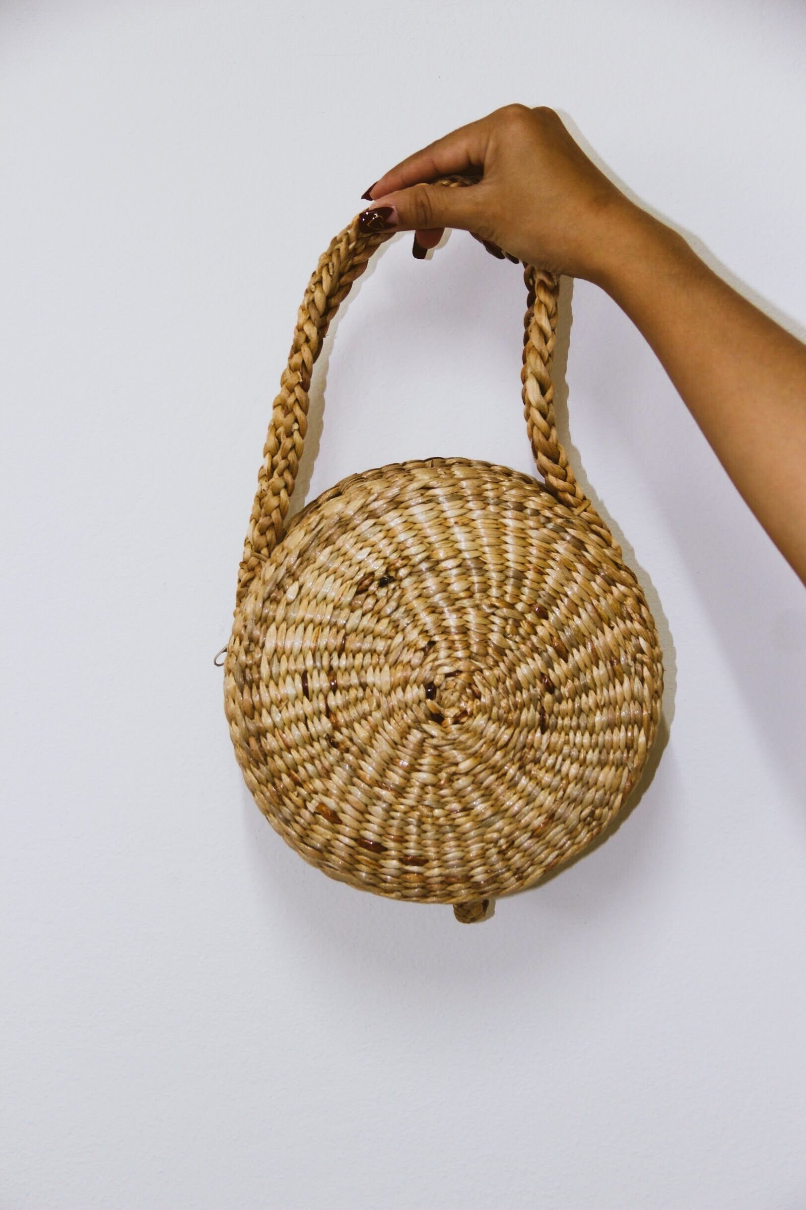 Water Hyacinth Handbag Thai Handmade Round Bag Original Style Etsy