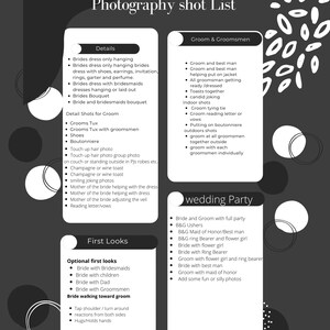 Lista zdjęć do fotografii ślubnej