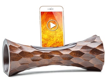 ENCEINTE en bois pour TELEPHONE amplificateur passif enceinte acoustique smartphone station d'accueil support iphone Cadeau insolite