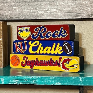 Kansas University Wood Block Shelf Sitters