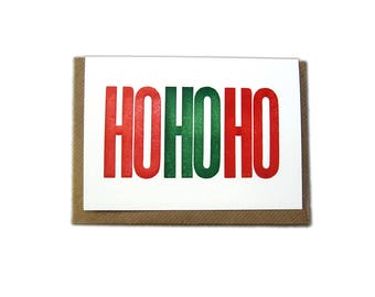 Letterpress Printed Ho Ho Ho Christmas Card