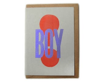 Letterpress Printed BOY Greetings Card