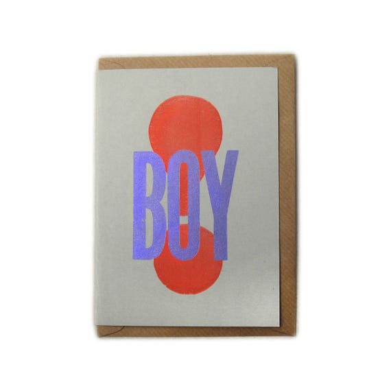Letterpress Printed BOY Greetings Card