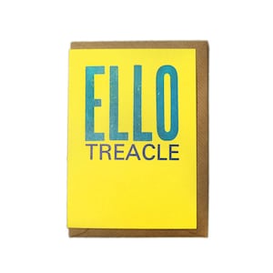 Tarjeta de felicitación con melaza de Ello impresa en tipografía