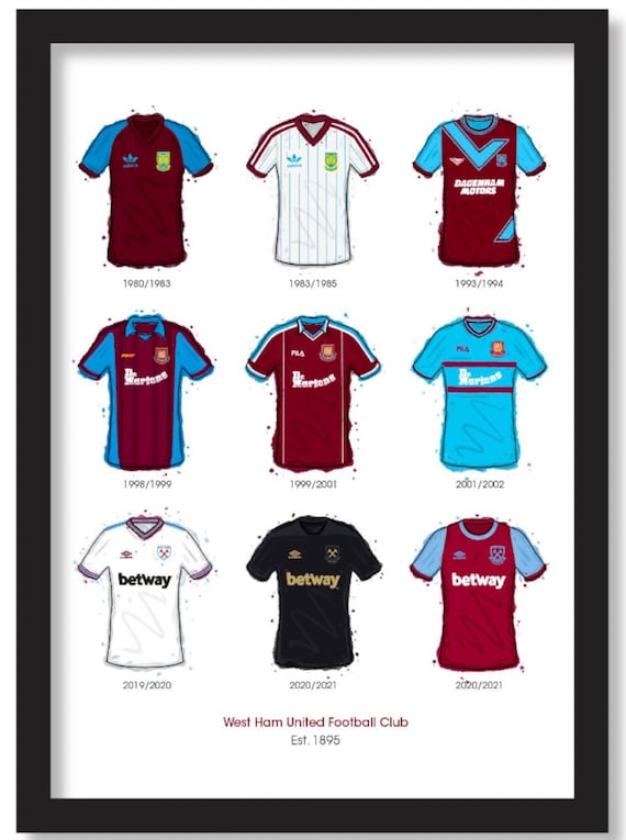 West Ham United Classic Shirts (x9) Art Print UK