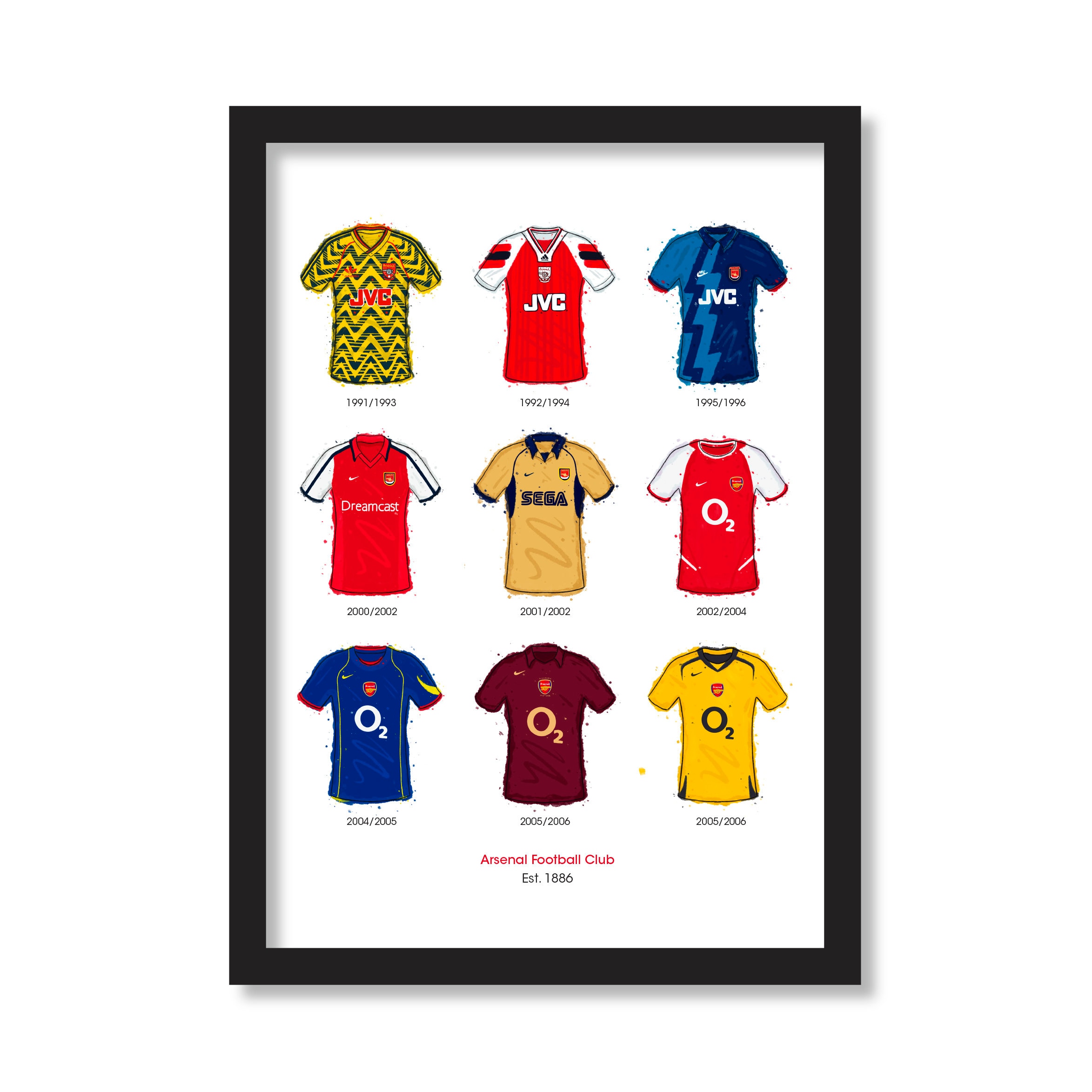 Arsenal Classic Shirts (x9) - Art Print - Etsy