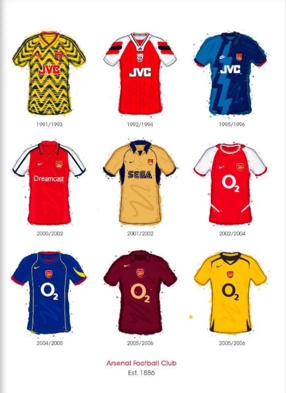 Chemise Arsenal Multi-signée - Encadrement Collection Memorablie Framers