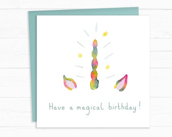 Printable Have a MAGICAL BIRTHDAY Card with Envelope - Unicorn downloadable card