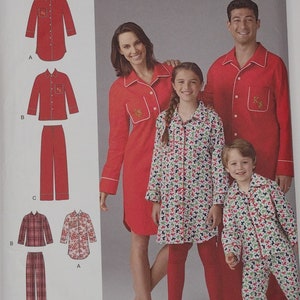 Simplicity 1504 Family Sleepwear Patterns Size XS-L/XS-XL