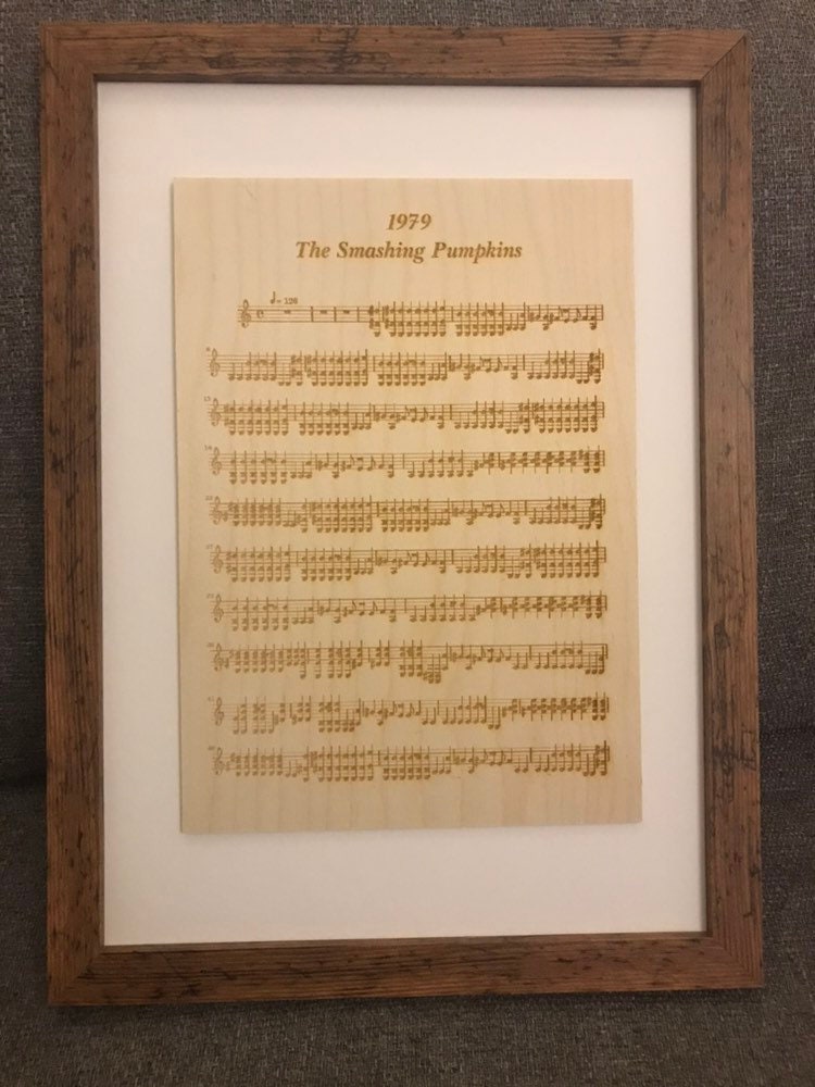 The Smashing Pumpkins 1979 Sheet Music Engraved onto Wood Etsy