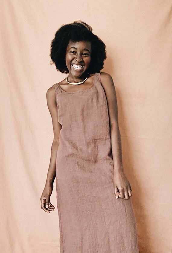 Brown Linen Maxi Dress // Minimalist