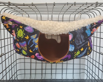 Hamaca de forro polar Sherpa para ratas: cueva de descanso con 4 entradas, accesorio para jaula de animales pequeños
