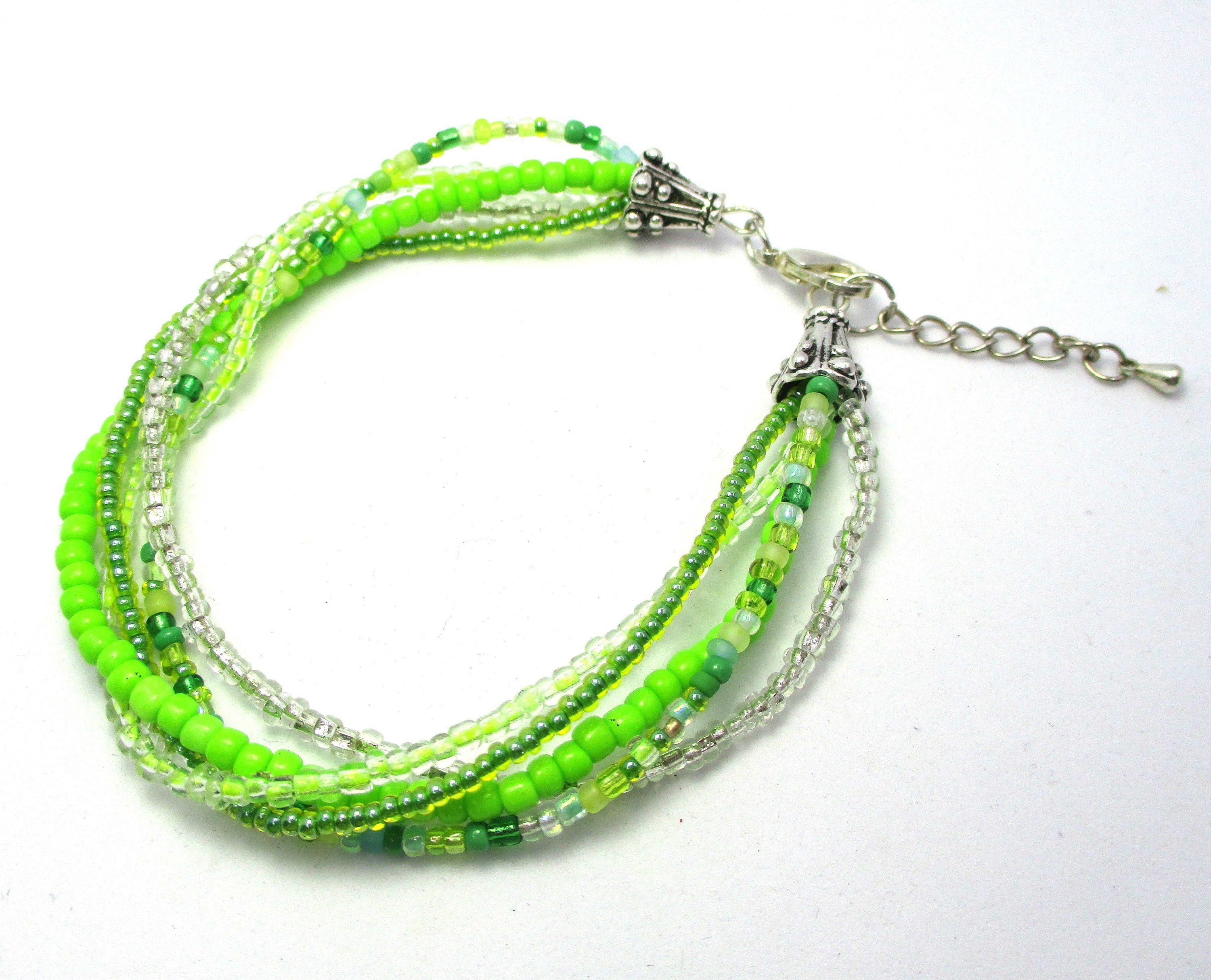 Handmade Green Seed Bead Wrap Bracelet